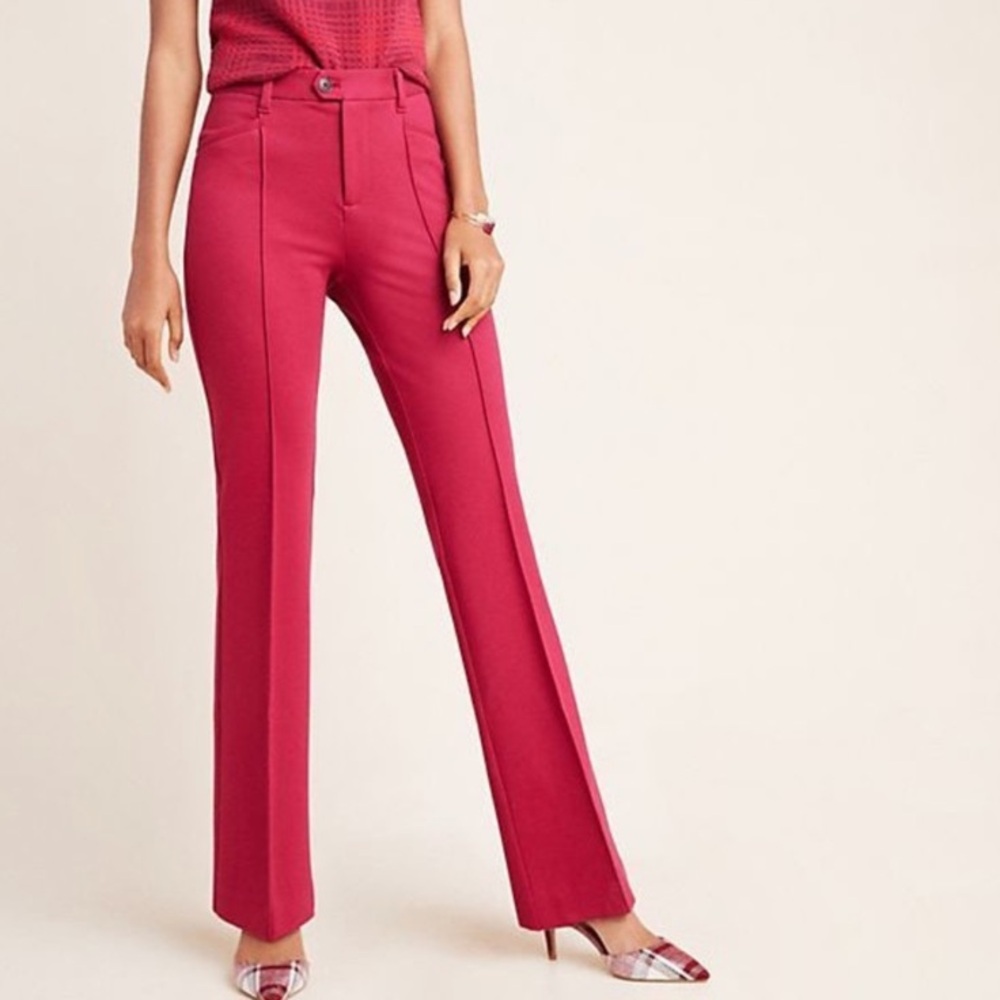 Anthropologie The Essential Trouser Flared in Burgundy/Red